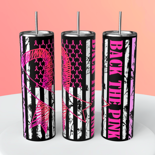 BACK THE PINK BREAST CANCER 20 OZ TUMBLER